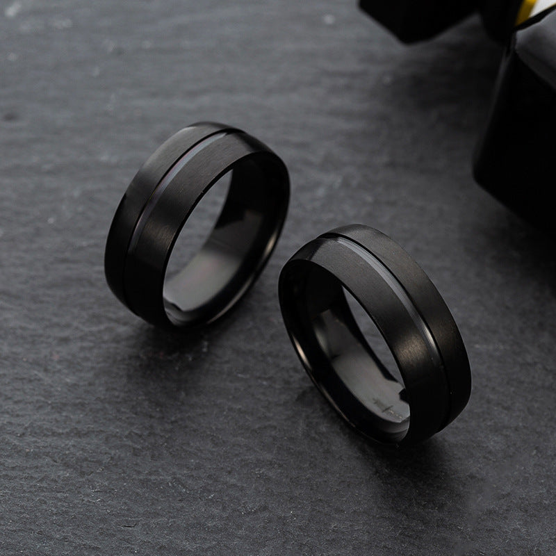 Mens Black Titanium Steel Ring