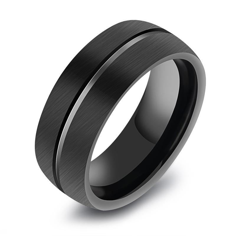 Mens Black Titanium Steel Ring