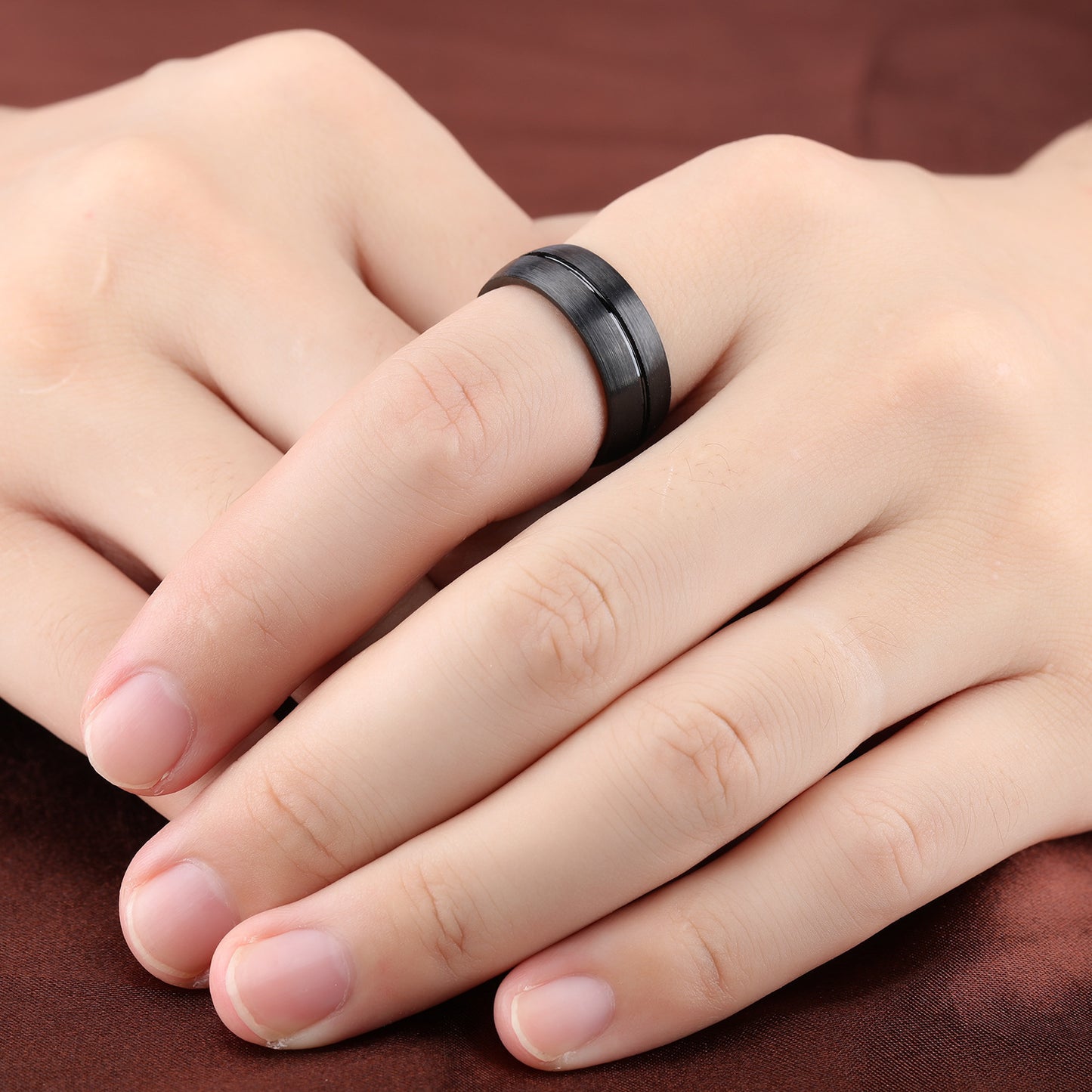 Mens Black Titanium Steel Ring