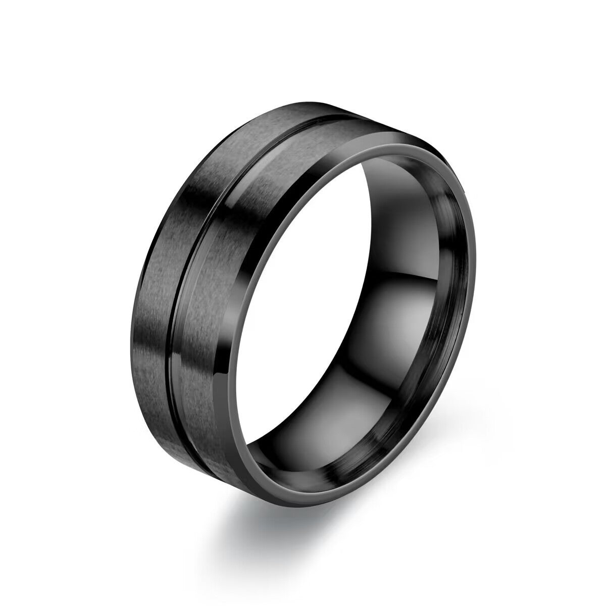 Mens Black Titanium Steel Ring