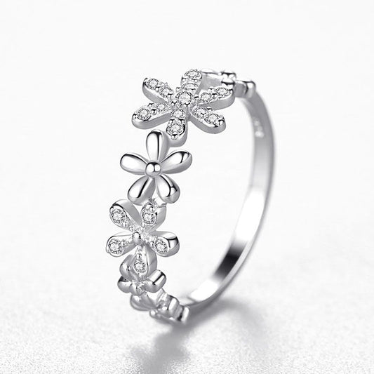 Sterling Silver Daisy Ring Female Fashion Light Luxury Micro Ring