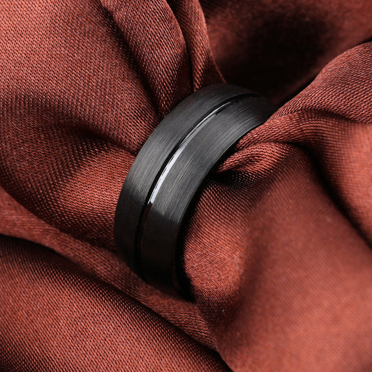 Mens Black Titanium Steel Ring